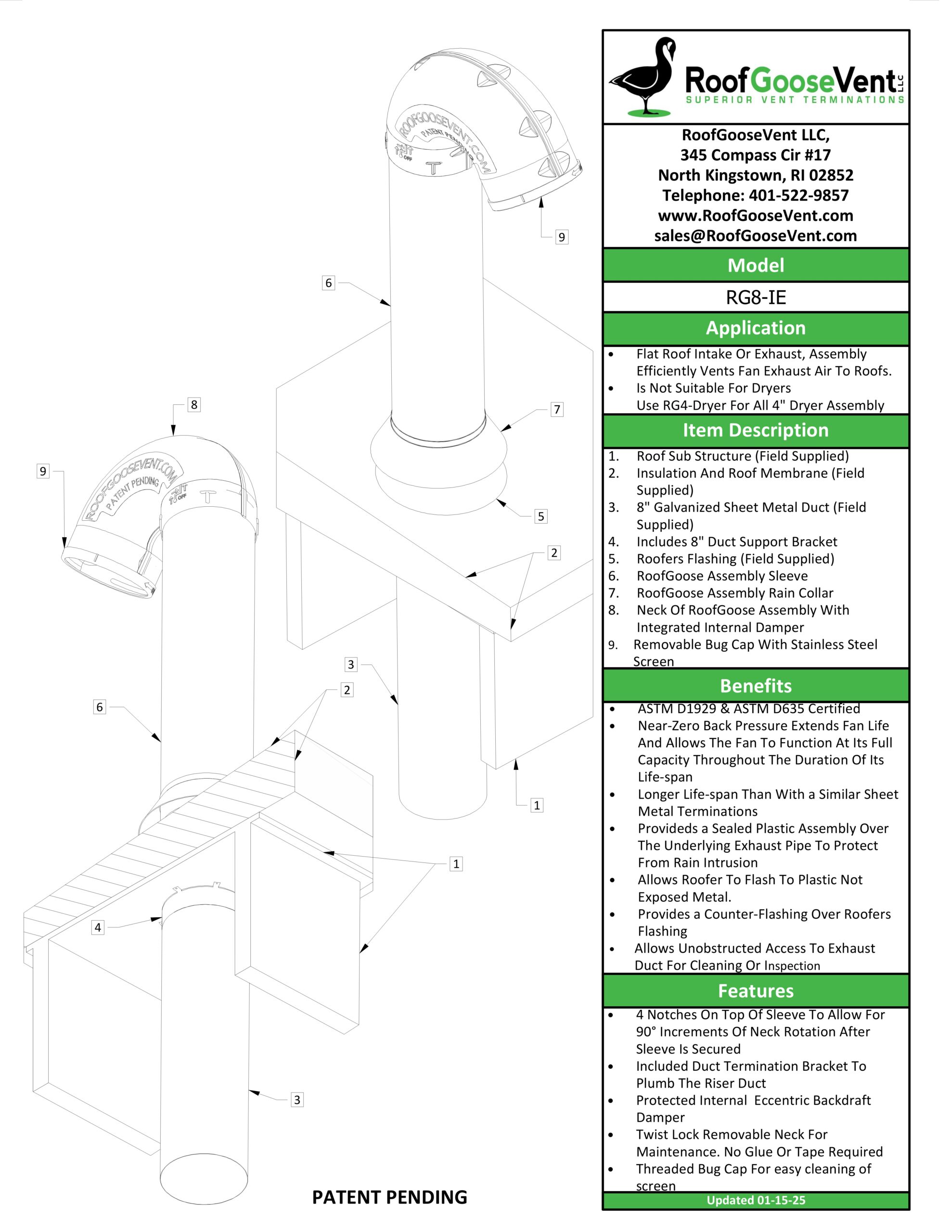 8-Inch Intake Or Exhaust Roof Vent - Rg8-Ie 10 Rg8 ie 01. 15. 25 scaled
